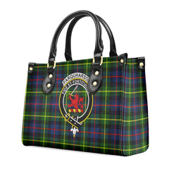 Farquharson Modern Tartan Crest Leather Handbag