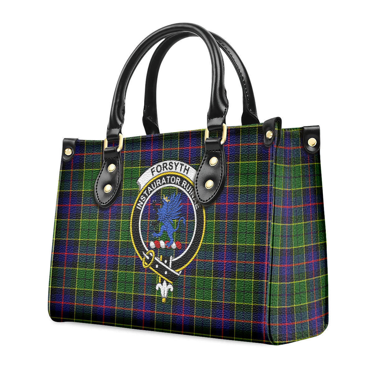 Forsyth Modern Tartan Crest Leather Handbag