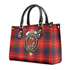 Fraser Tartan Crest Leather Handbag