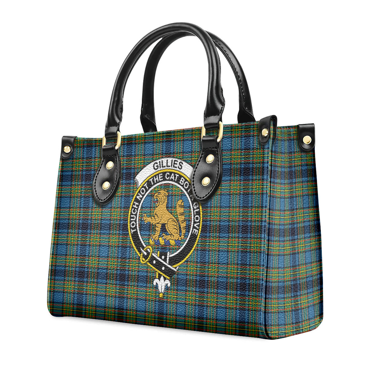 Gillies Ancient Tartan Crest Leather Handbag