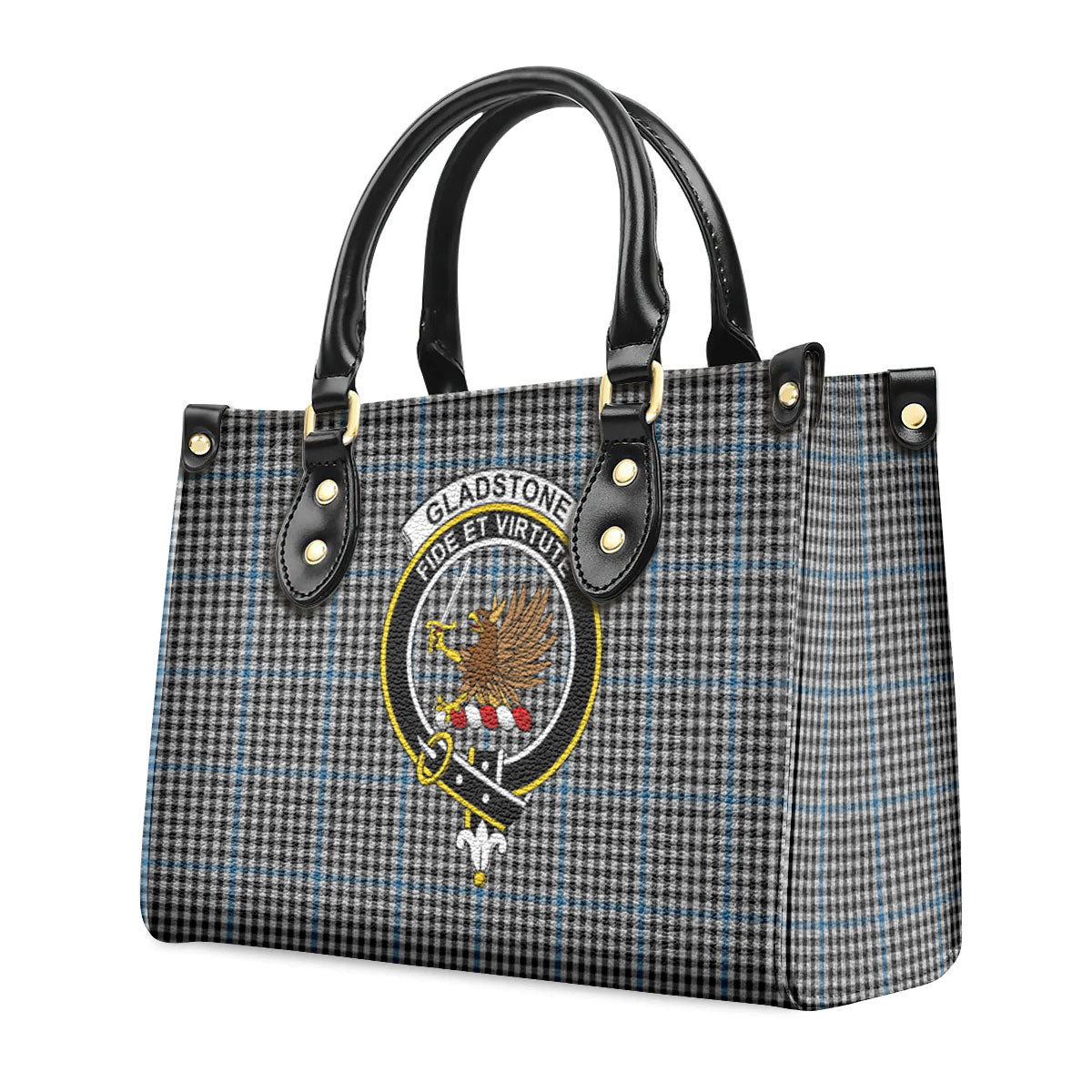 Gladstone Tartan Crest Leather Handbag