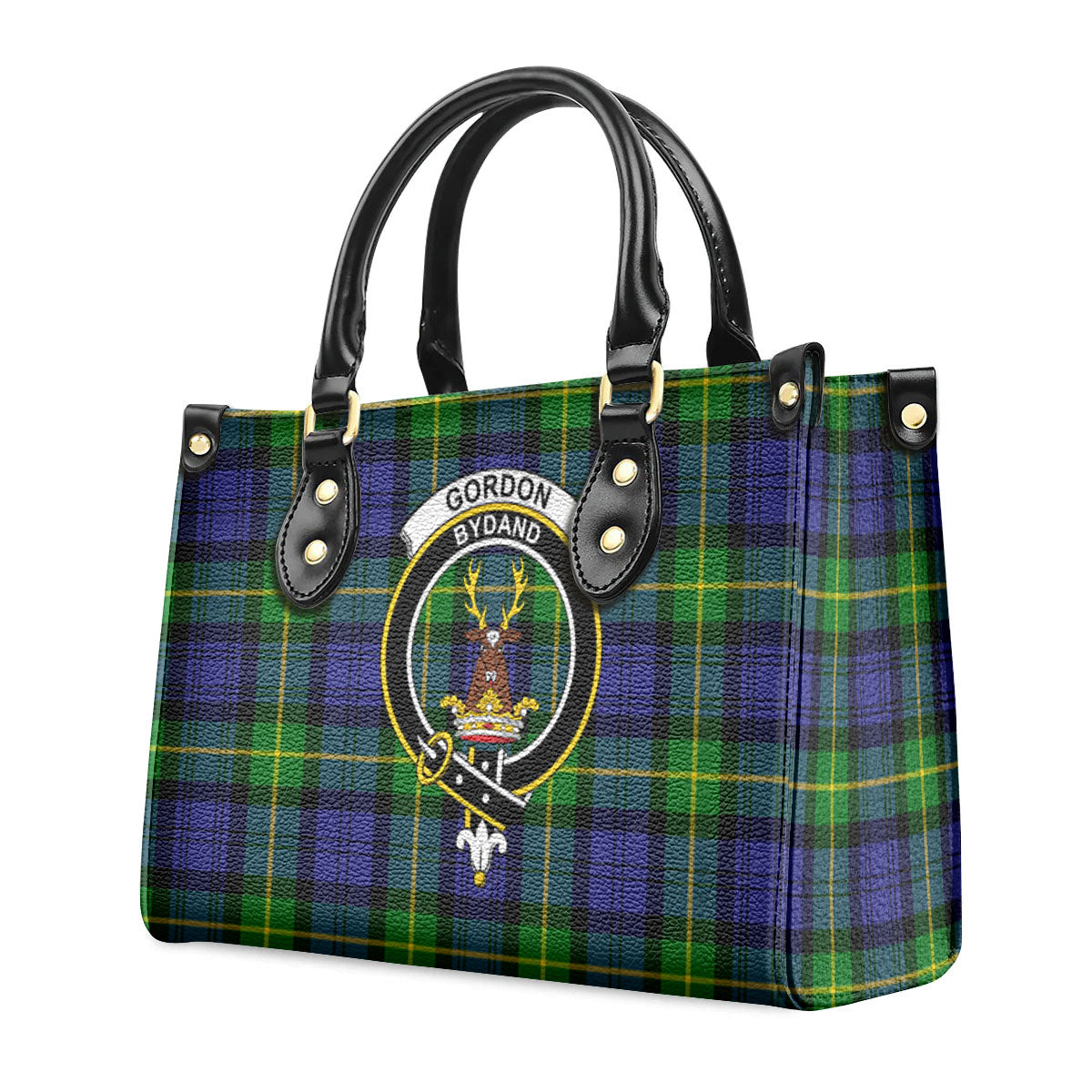 Gordon Modern Tartan Crest Leather Handbag