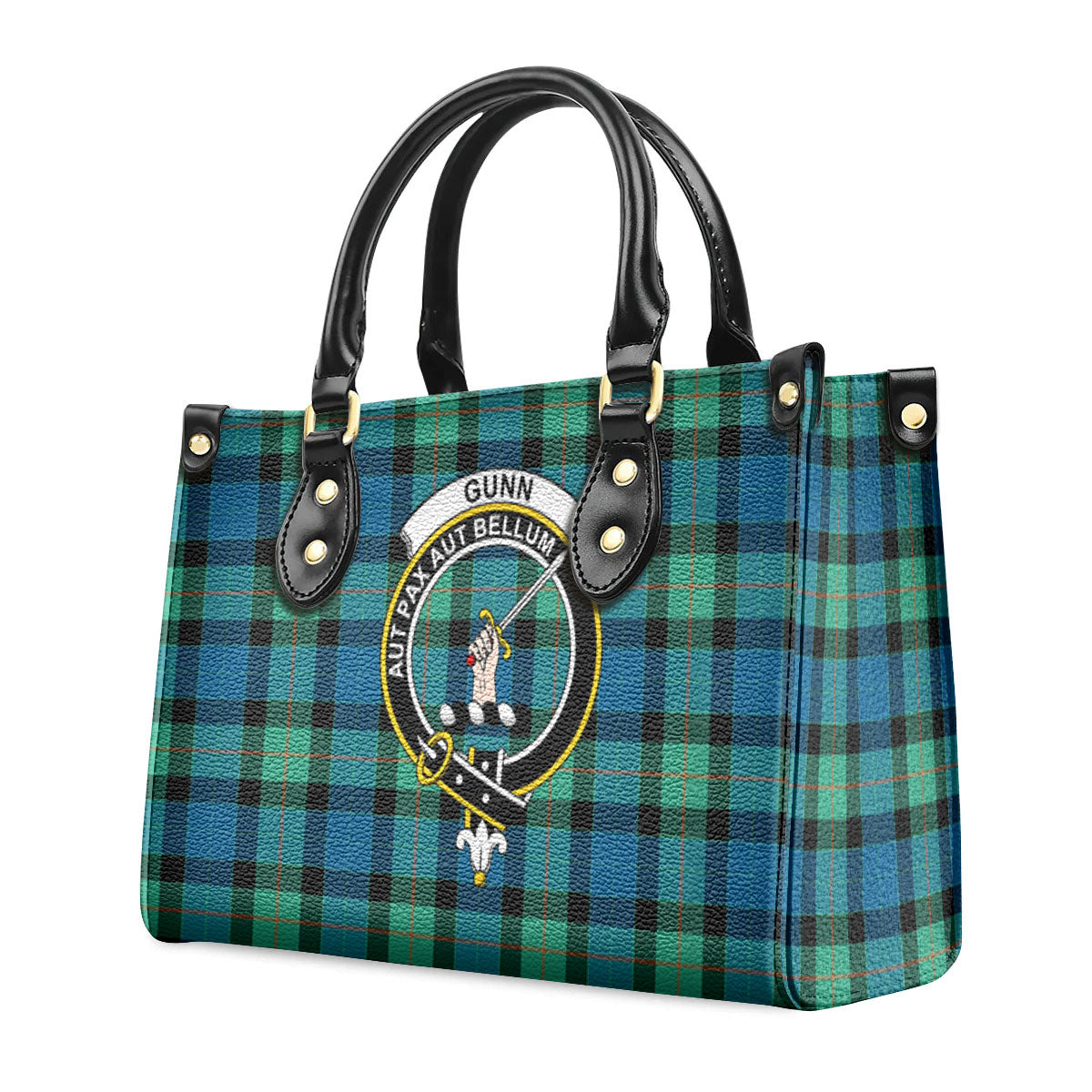 Gunn Ancient Tartan Crest Leather Handbag