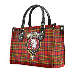 Hepburn Tartan Crest Leather Handbag