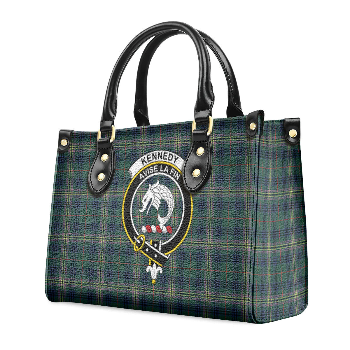 Kennedy Modern Tartan Crest Leather Handbag