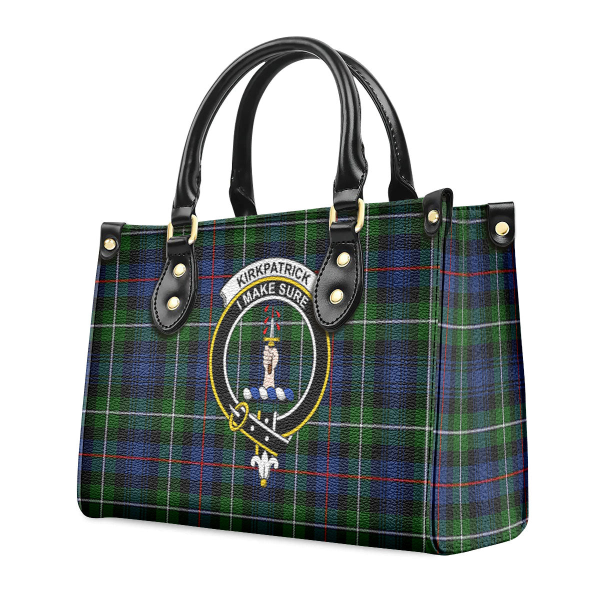 Kirkpatrick Tartan Crest Leather Handbag