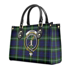 Lammie Tartan Crest Leather Handbag