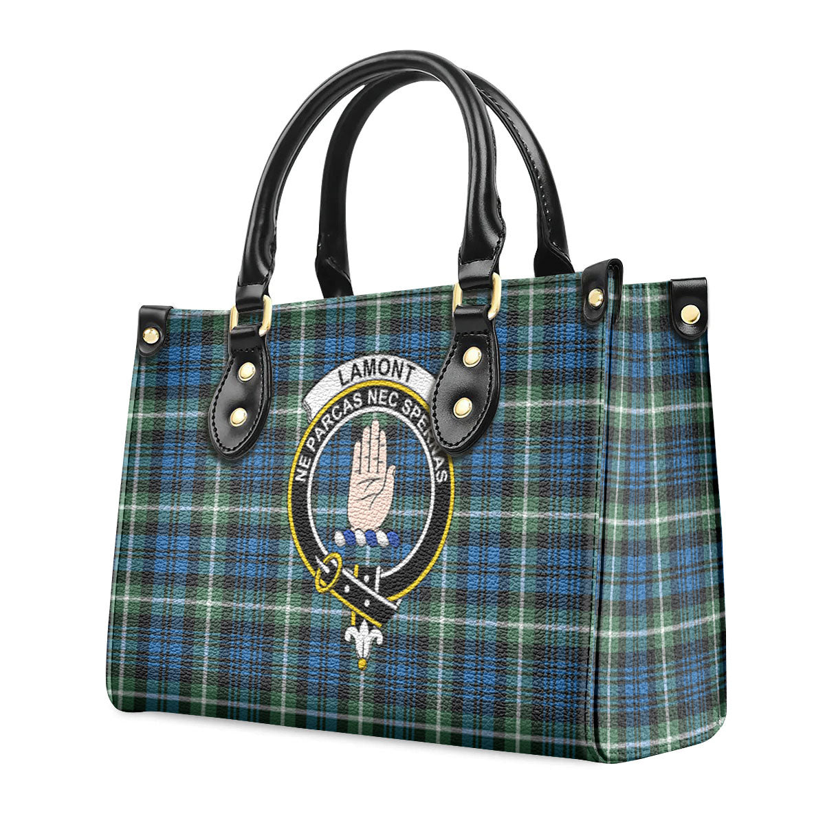 Lamont Ancient Tartan Crest Leather Handbag