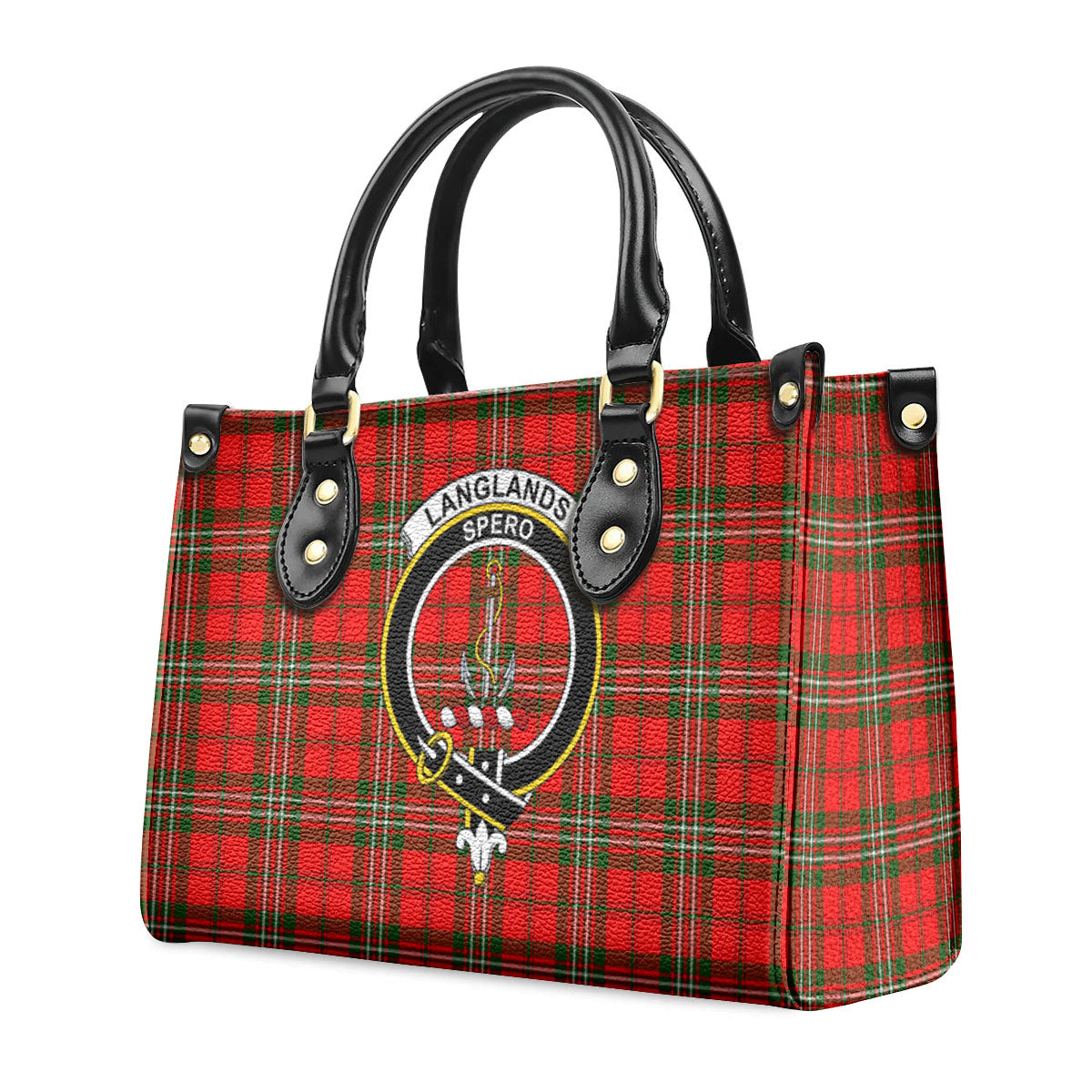 Langlands Tartan Crest Leather Handbag