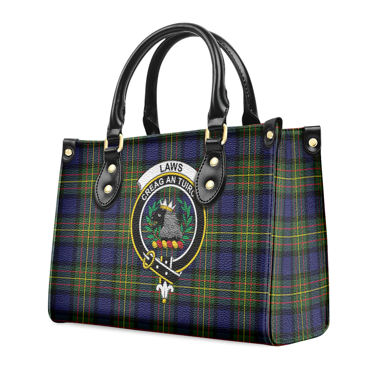 Laws Tartan Crest Leather Handbag