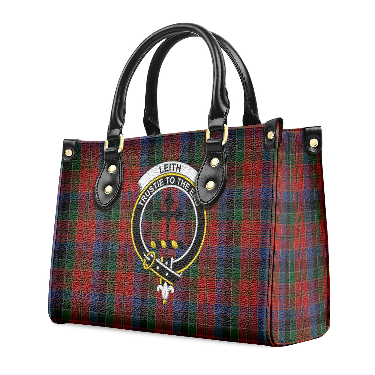 Leith Tartan Crest Leather Handbag