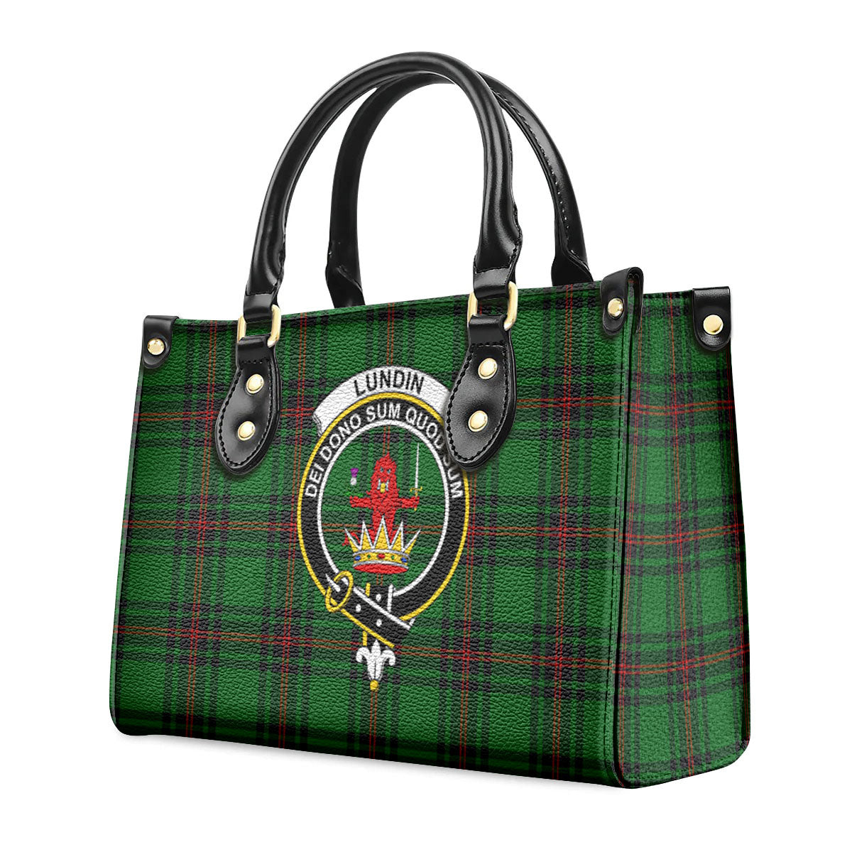 Lundin Tartan Crest Leather Handbag