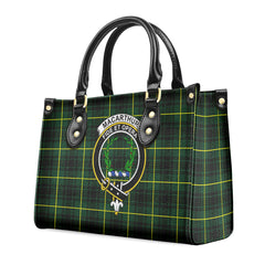 MacArthur Modern Tartan Crest Leather Handbag