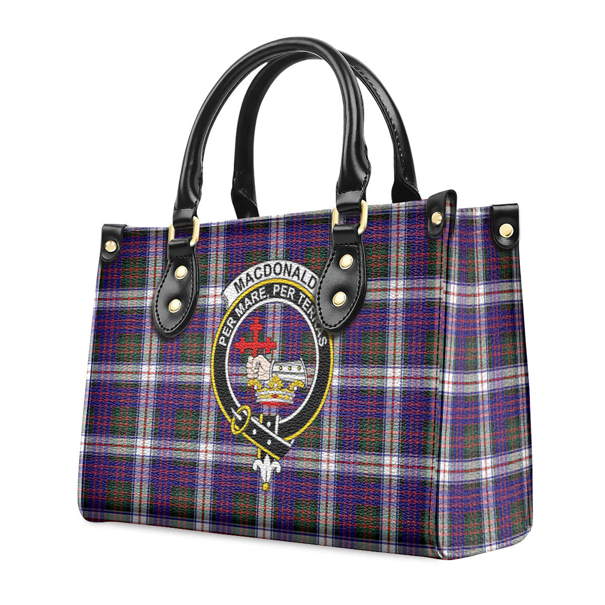 MacDonald Dress Modern Tartan Crest Leather Handbag