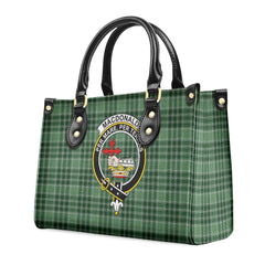 MacDonald Lord of the Isles Hunting Tartan Crest Leather Handbag