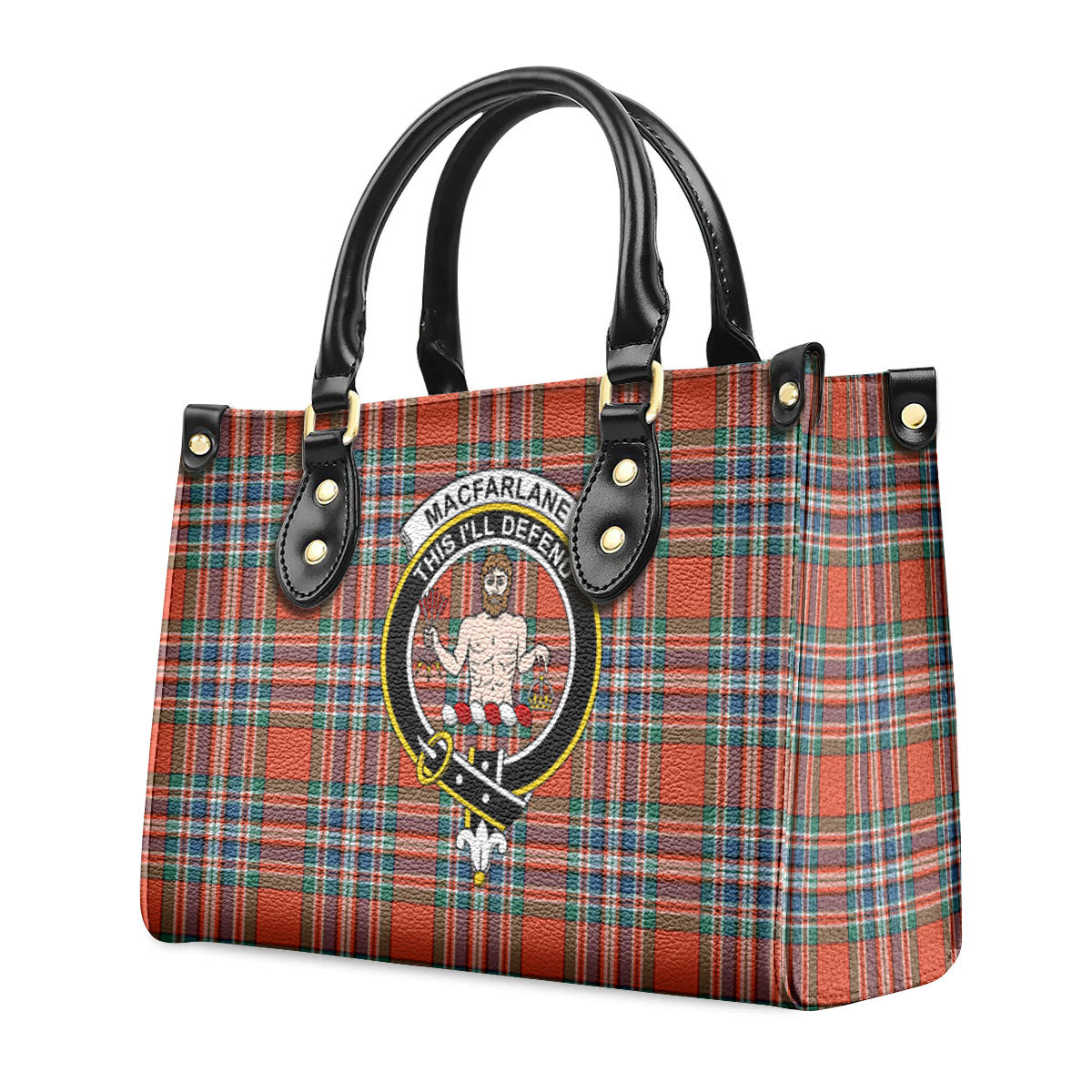 MacFarlane Ancient Tartan Crest Leather Handbag