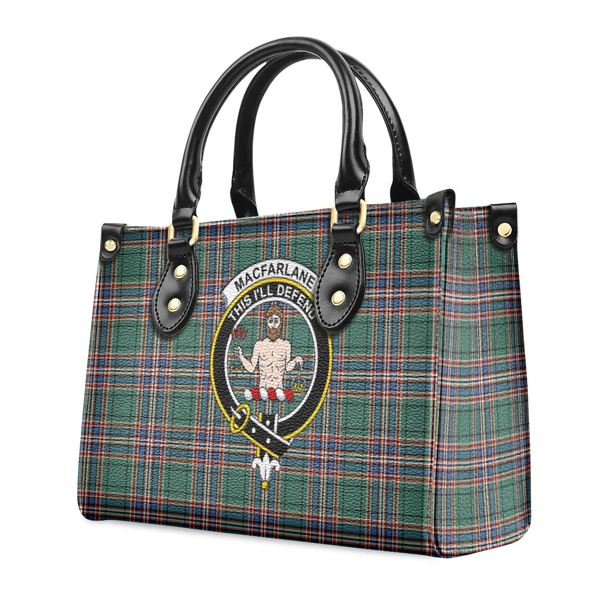 MacFarlane Hunting Ancient Tartan Crest Leather Handbag