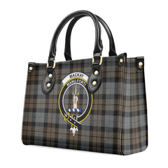 MacKay Weathered Tartan Crest Leather Handbag