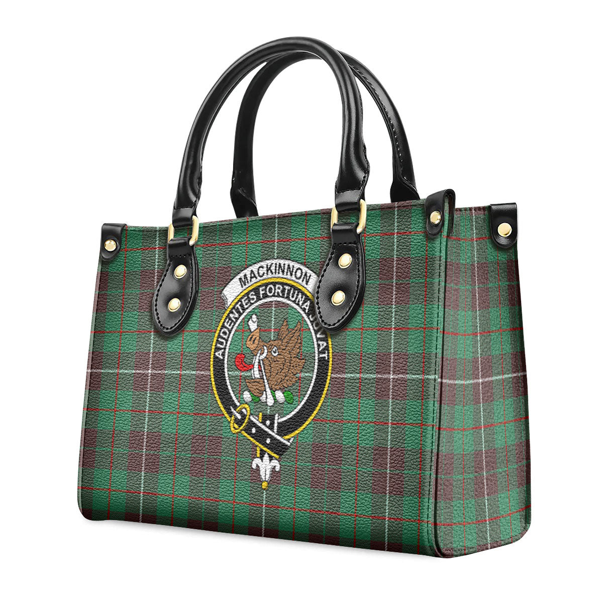 MacKinnon Hunting Ancient Tartan Crest Leather Handbag