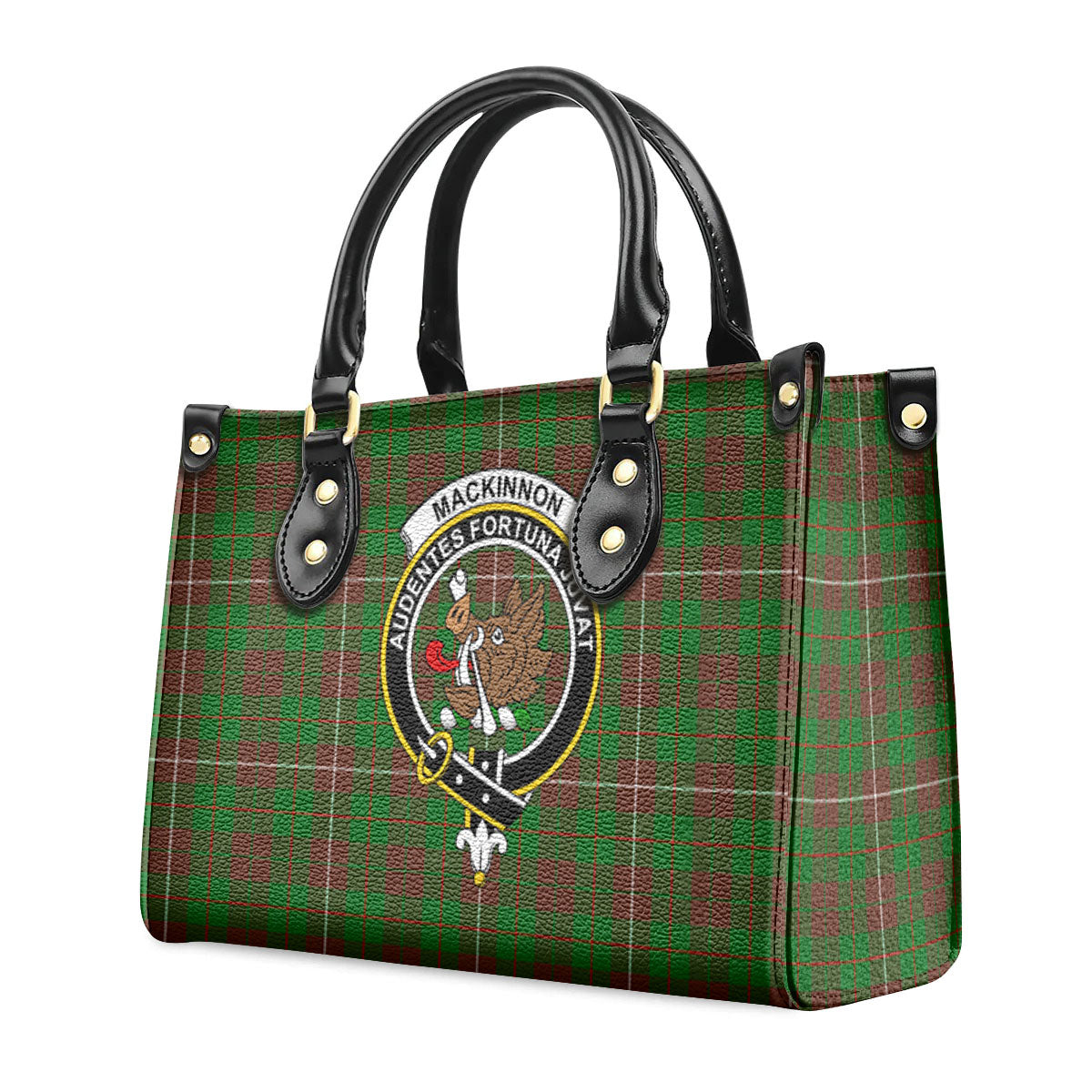 MacKinnon Hunting Modern Tartan Crest Leather Handbag