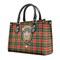 MacLachlan Hunting Modern Tartan Crest Leather Handbag