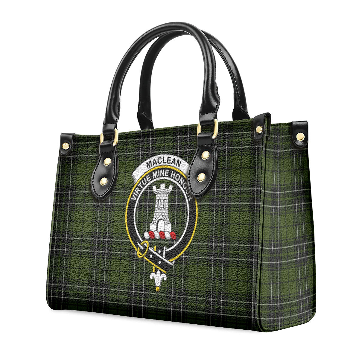 MacLean Hunting Tartan Crest Leather Handbag