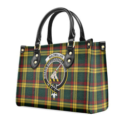 MacMillan Old Modern Tartan Crest Leather Handbag