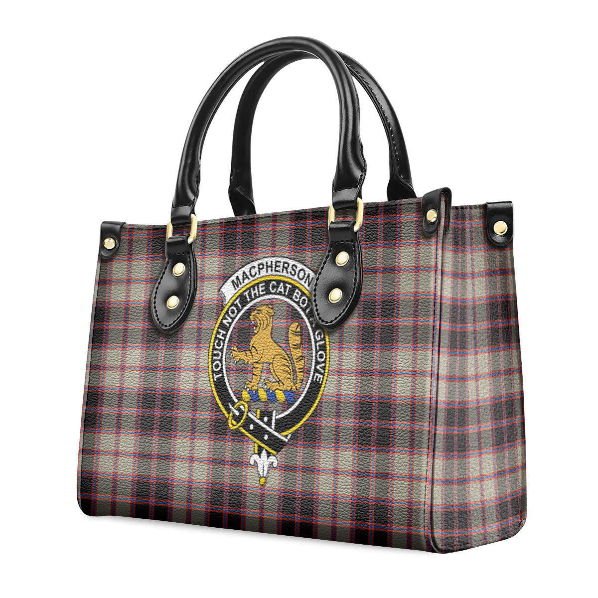 MacPherson Hunting Ancient Tartan Crest Leather Handbag