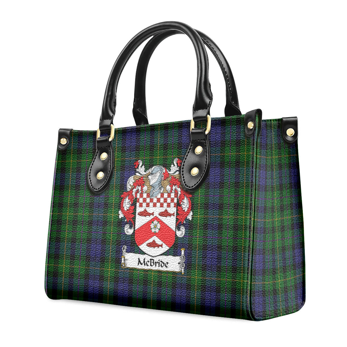 McBride Tartan Coat of Arms Leather Handbag