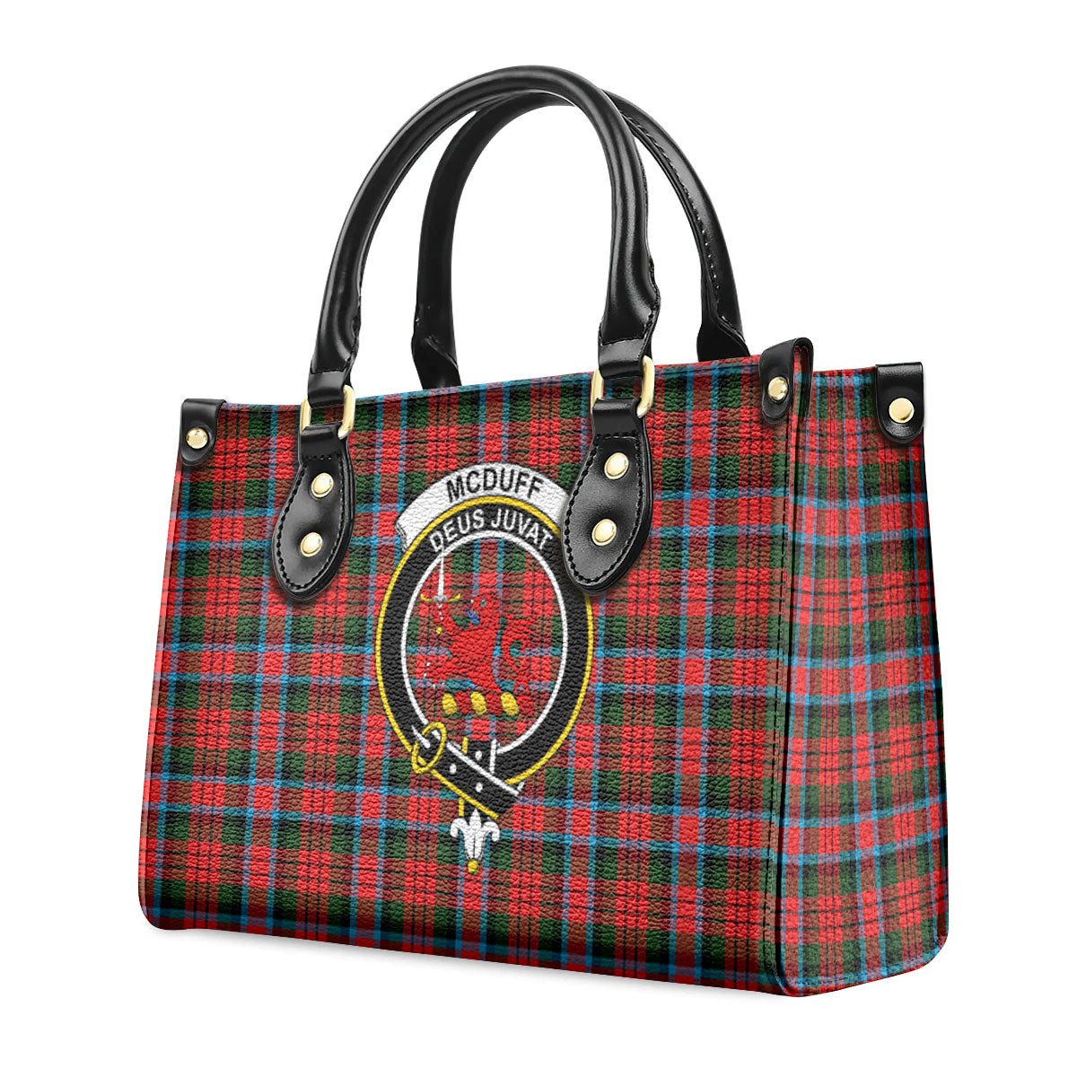 McDuff Modern Tartan Crest Leather Handbag