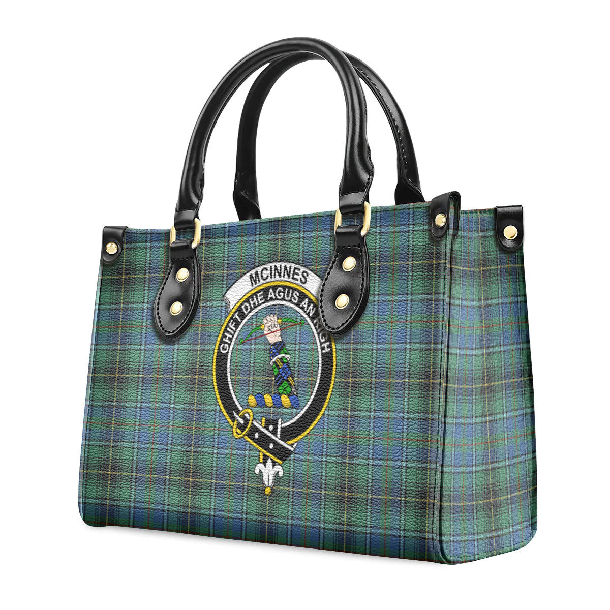 McInnes Ancient Tartan Crest Leather Handbag