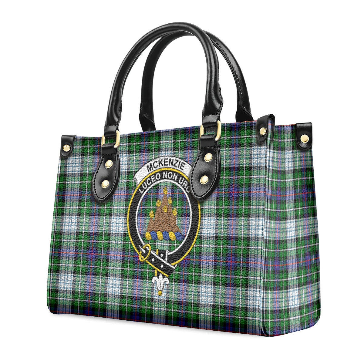 McKenzie Dress Modern Tartan Crest Leather Handbag