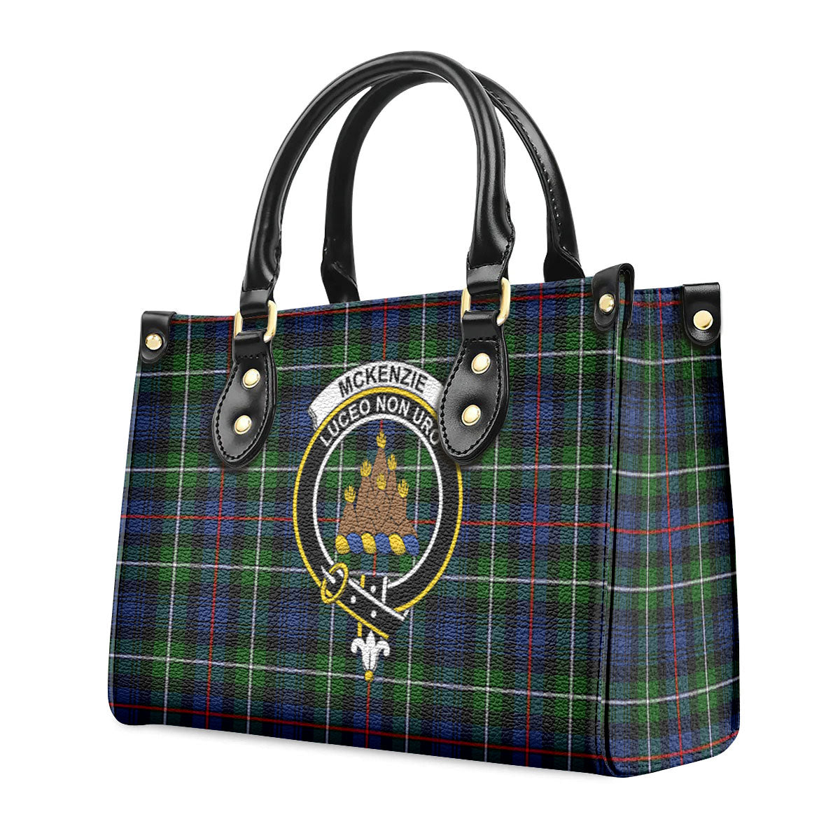 McKenzie Modern Tartan Crest Leather Handbag