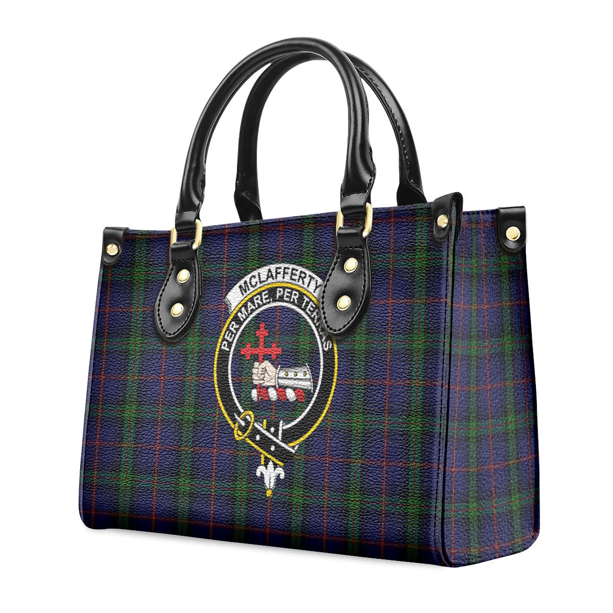 McLafferty Tartan Crest Leather Handbag