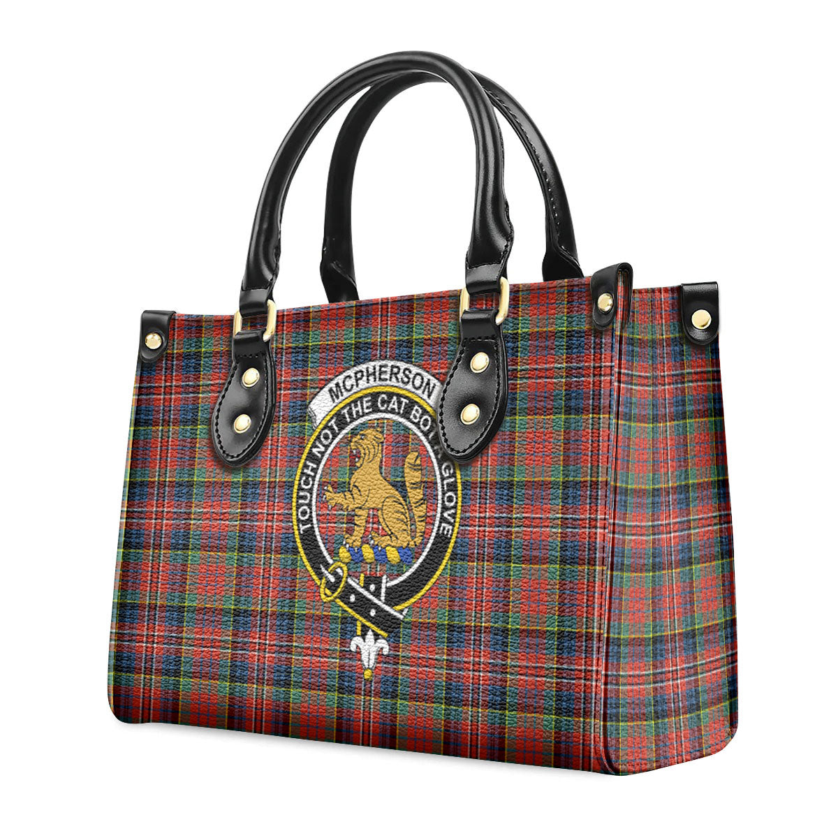 McPherson Ancient Tartan Crest Leather Handbag