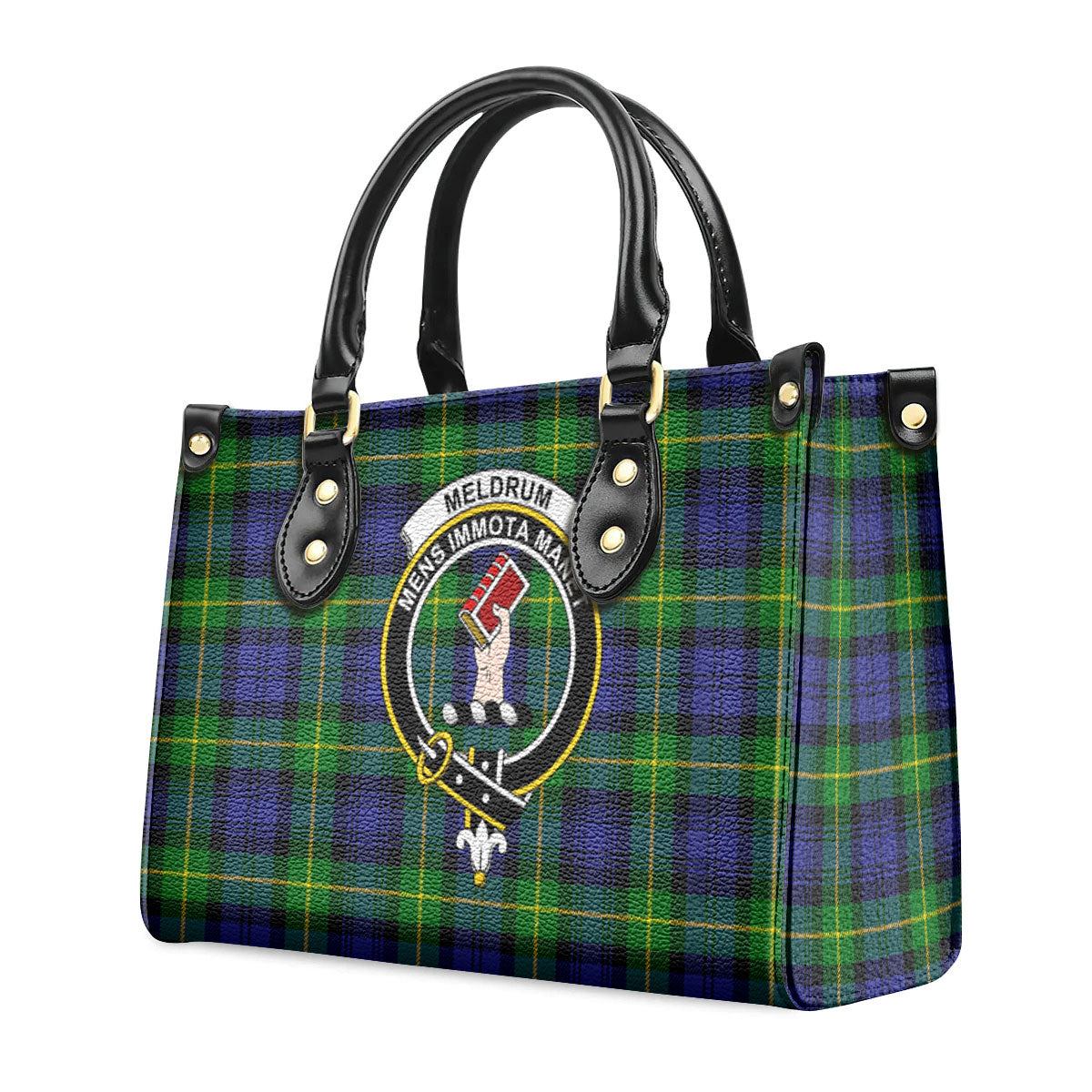 Meldrum Tartan Crest Leather Handbag