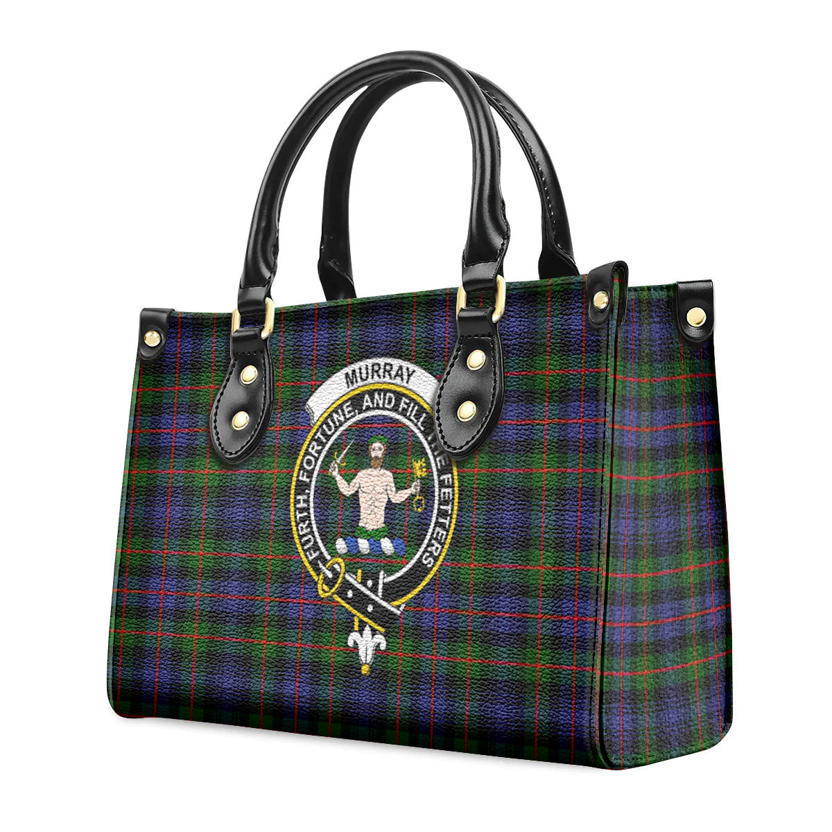 Murray of Atholl Modern Tartan Crest Leather Handbag