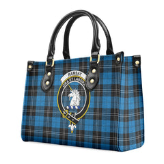 Ramsay Blue Ancient Tartan Crest Leather Handbag