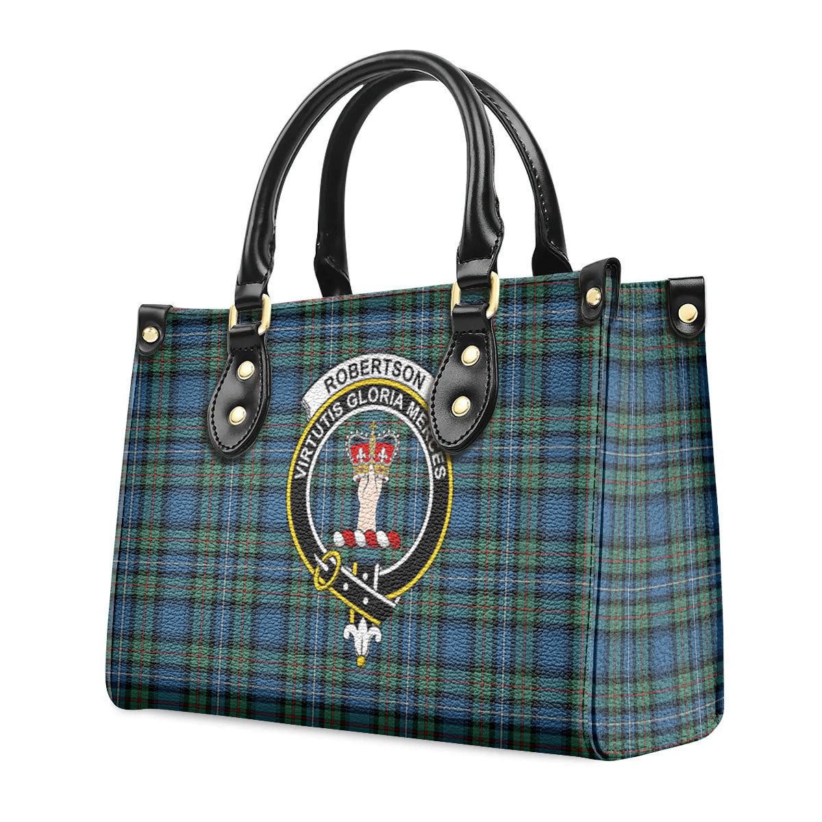 Robertson Hunting Ancient Tartan Crest Leather Handbag