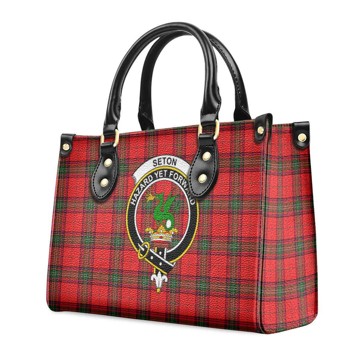 Seton Modern Tartan Crest Leather Handbag