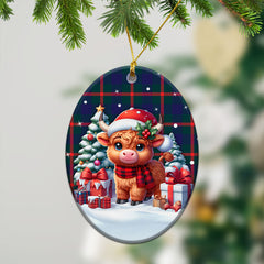 Agnew Modern Tartan Christmas Ceramic Ornament - Highland Cow Winter Style