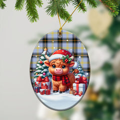 Bell of the Borders Tartan Christmas Ceramic Ornament - Highland Cow Winter Style