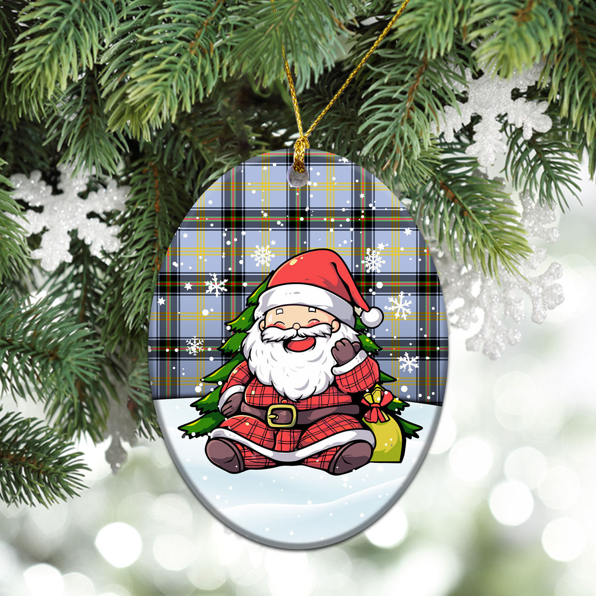 Bell of the Borders Tartan Christmas Ceramic Ornament - Scottish Santa Style