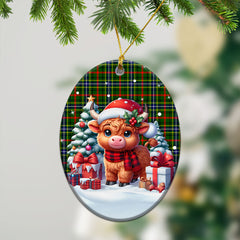 Bisset Tartan Christmas Ceramic Ornament - Highland Cow Winter Style