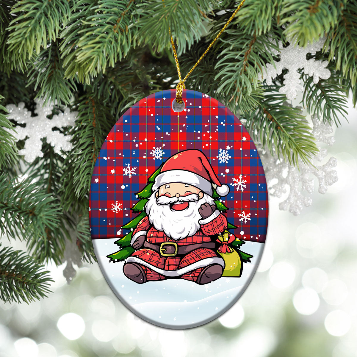 Blane Tartan Christmas Ceramic Ornament - Scottish Santa Style