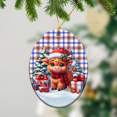 Boswell Modern Tartan Christmas Ceramic Ornament - Highland Cow Winter Style