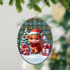 Brisbane Tartan Christmas Ceramic Ornament - Highland Cow Winter Style