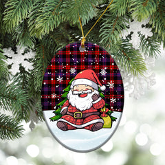 Broun Modern Tartan Christmas Ceramic Ornament - Scottish Santa Style