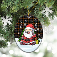 Brown Ancient Tartan Christmas Ceramic Ornament - Scottish Santa Style