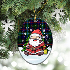Calder Tartan Christmas Ceramic Ornament - Scottish Santa Style
